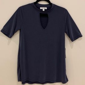NWOT Cut-Out Choker Neckline Navy T-Shirt